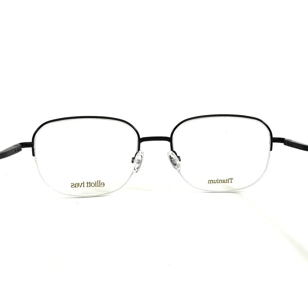 Elliott Ives Eyeglasses Frame FRINGE BK Black Square Half Rim Titanium 55-19-150